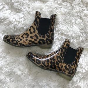 J crew leopard print rain boots